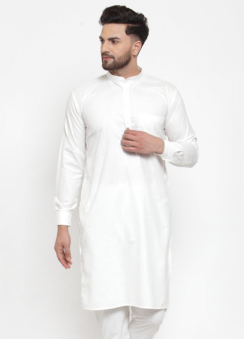 Jompers Men White Solid Kurta Only | Grocsy