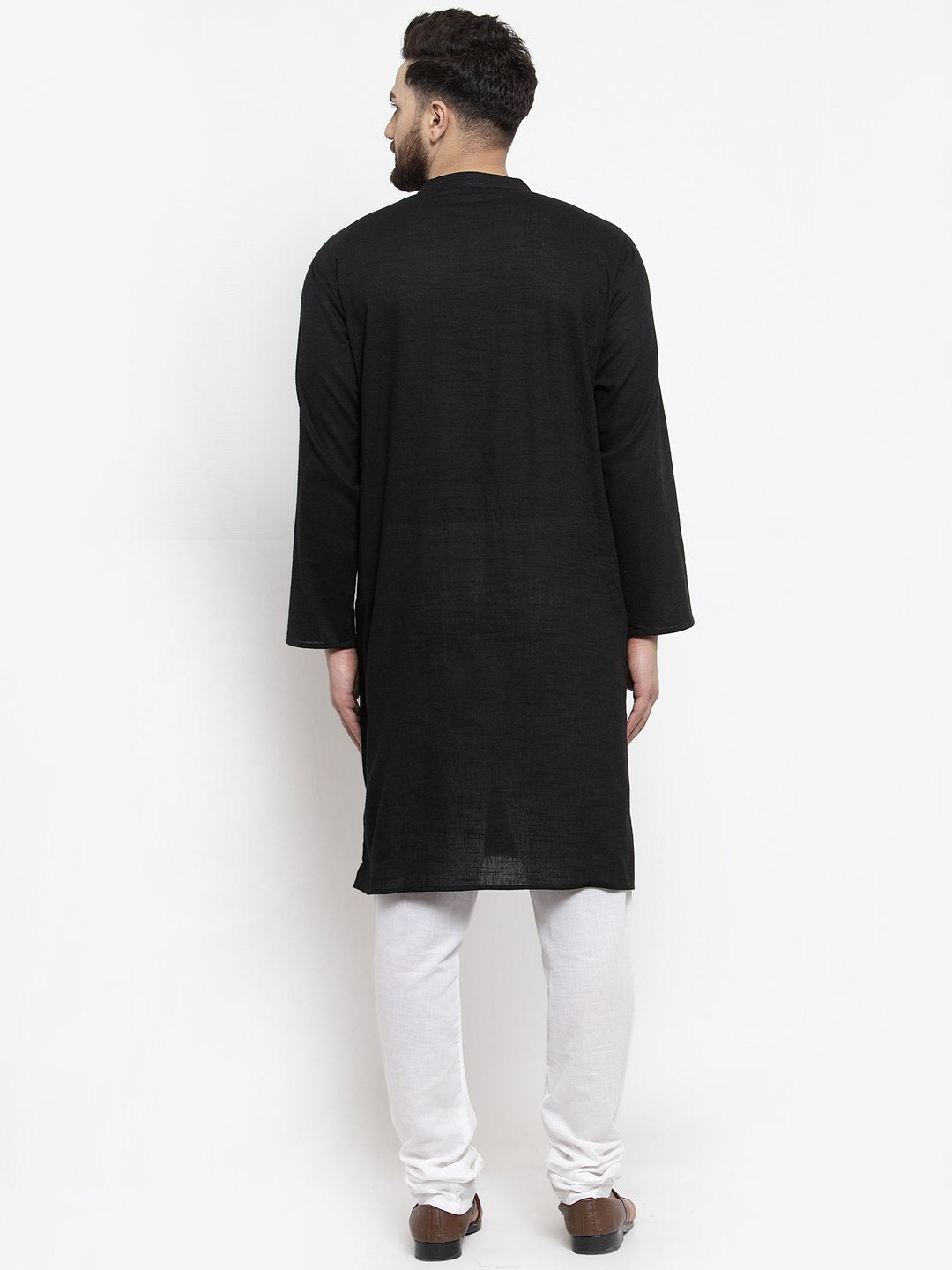 Jompers Men Black & White Solid Pin-tucks Kurta Only | Grocsy