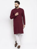 Jompers Men Purple & White Solid Pin-tucks Kurta Only | Grocsy