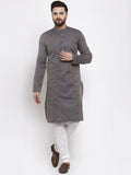 Jompers Men Navy-Blue & White Woven Design Kurta with Churidar | Grocsy