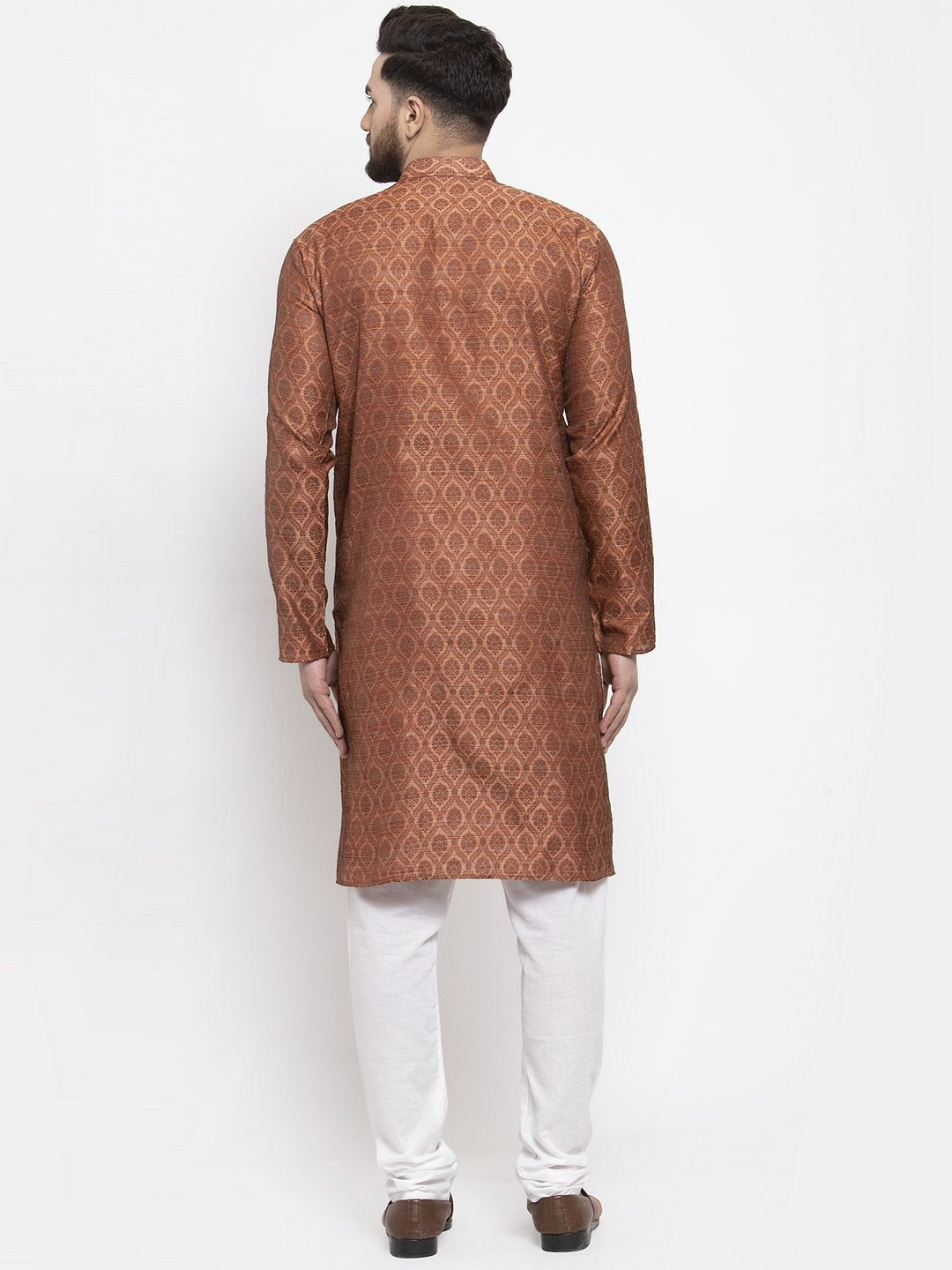 Jompers Men Brown & Grey Jacquard Kurta Only | Grocsy