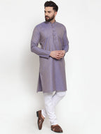 Jompers Men's Blue & White Self Design Kurta Only | Grocsy