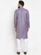 Jompers Men Blue & White Self Design Kurta with Churidar | Grocsy