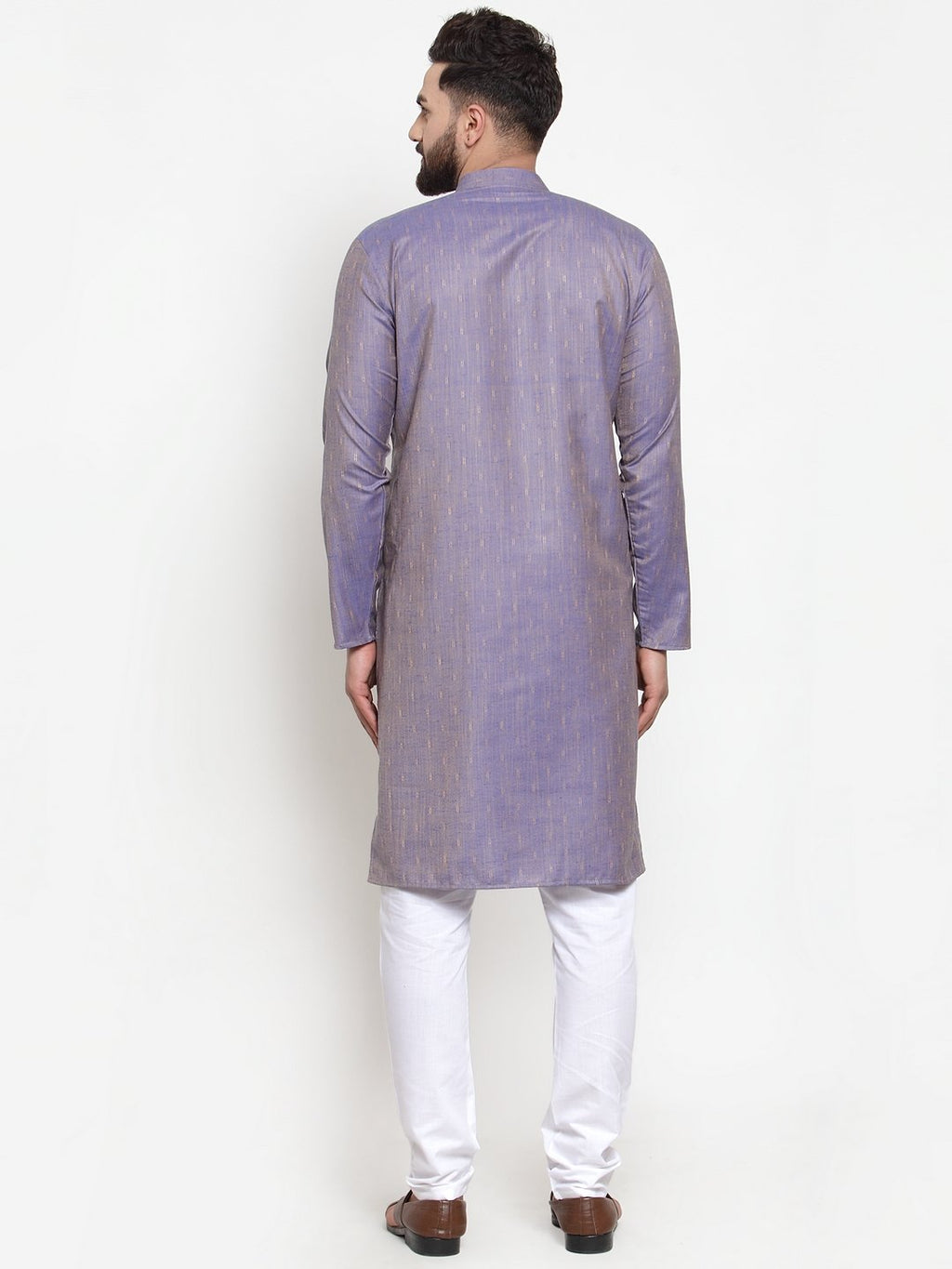 Jompers Men's Blue & White Self Design Kurta Only | Grocsy