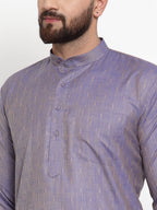 Jompers Men's Blue & White Self Design Kurta Only | Grocsy