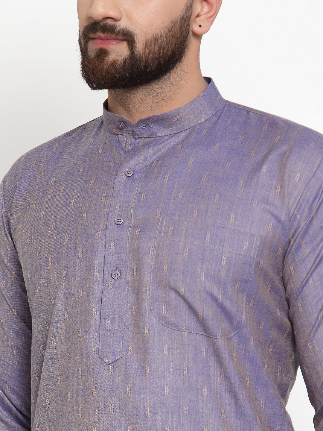 Jompers Men Blue & White Self Design Kurta with Churidar | Grocsy