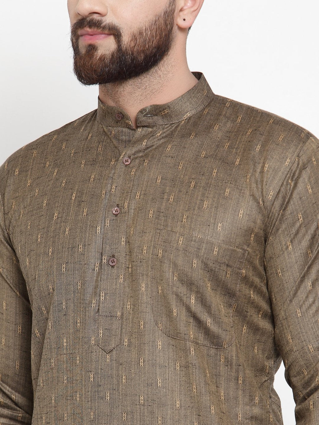 Jompers Men Bronze & White Self Design Kurta Only | Grocsy