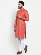 Jompers Men Self Design Orange Kurta Only | Grocsy