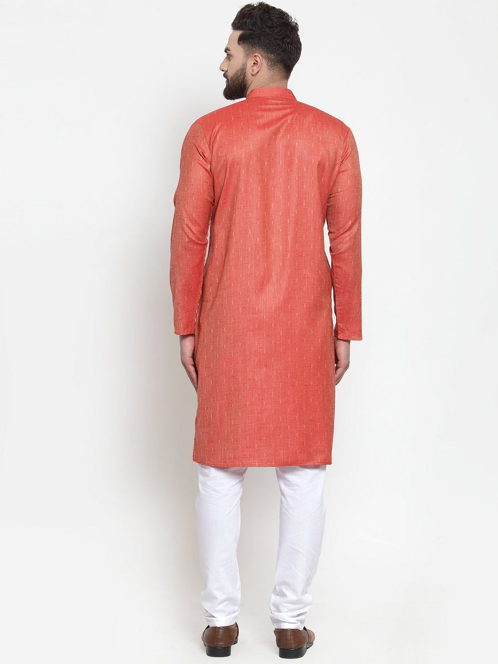 Jompers Men Self Design Orange Kurta Only | Grocsy