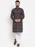Jompers Men Black & Beige Digital Printed Kurta Only | Grocsy