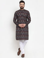 Jompers Men Black & Beige Digital Printed Kurta Only | Grocsy