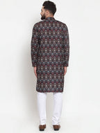 Jompers Men Black & Beige Digital Printed Kurta with Churidar | Grocsy