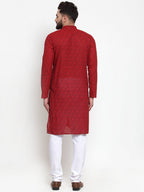 Jompers Men Red Printed Kurta Only | Grocsy