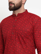 Jompers Men Red Printed Kurta Only | Grocsy