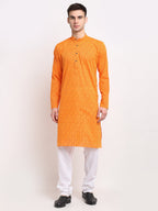 Jompers Men's Yellow Cotton Printed Kurta Only | Grocsy