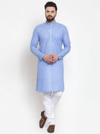 Jompers Men Blue Self-design Kurta Only | Grocsy