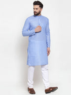 Jompers Men Blue Self-design Kurta Only | Grocsy