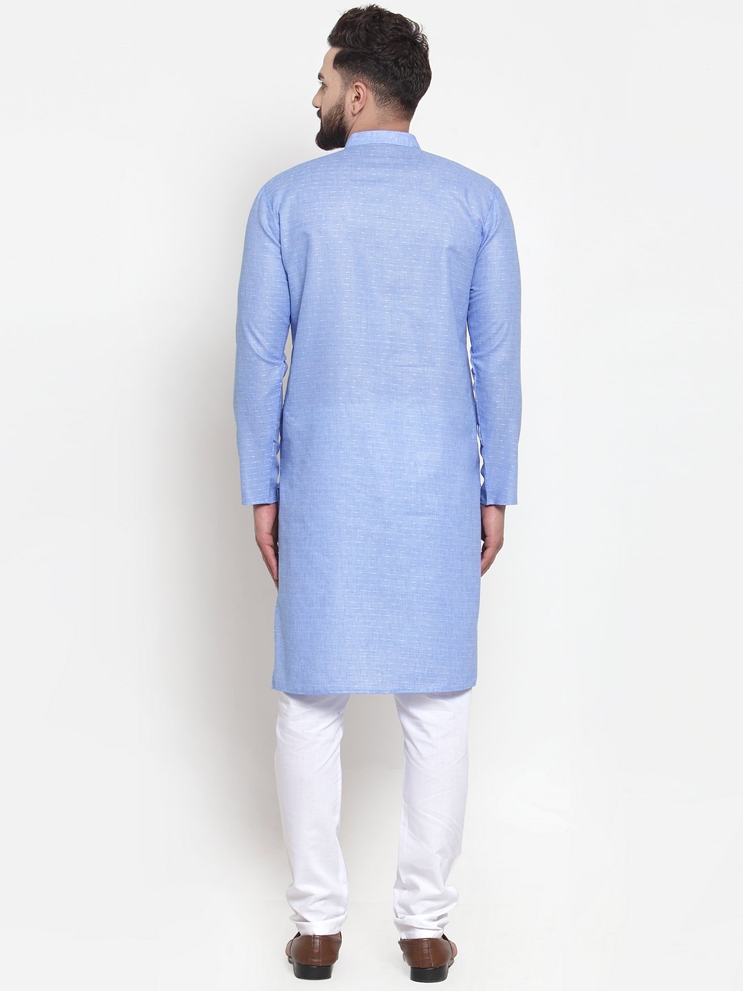 Jompers Men Blue Self-design Kurta Only | Grocsy