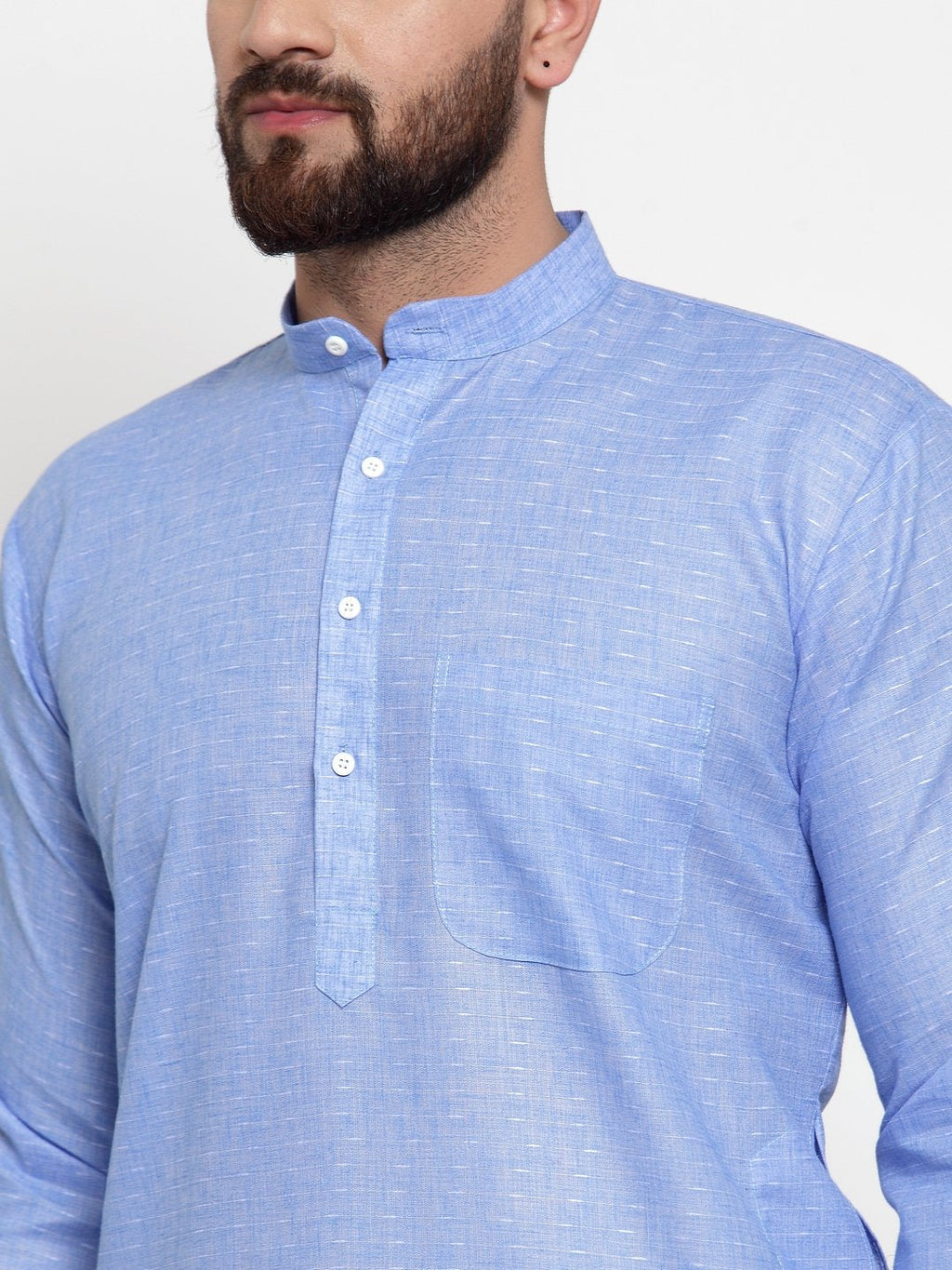 Jompers Men Blue Self-design Kurta Only | Grocsy