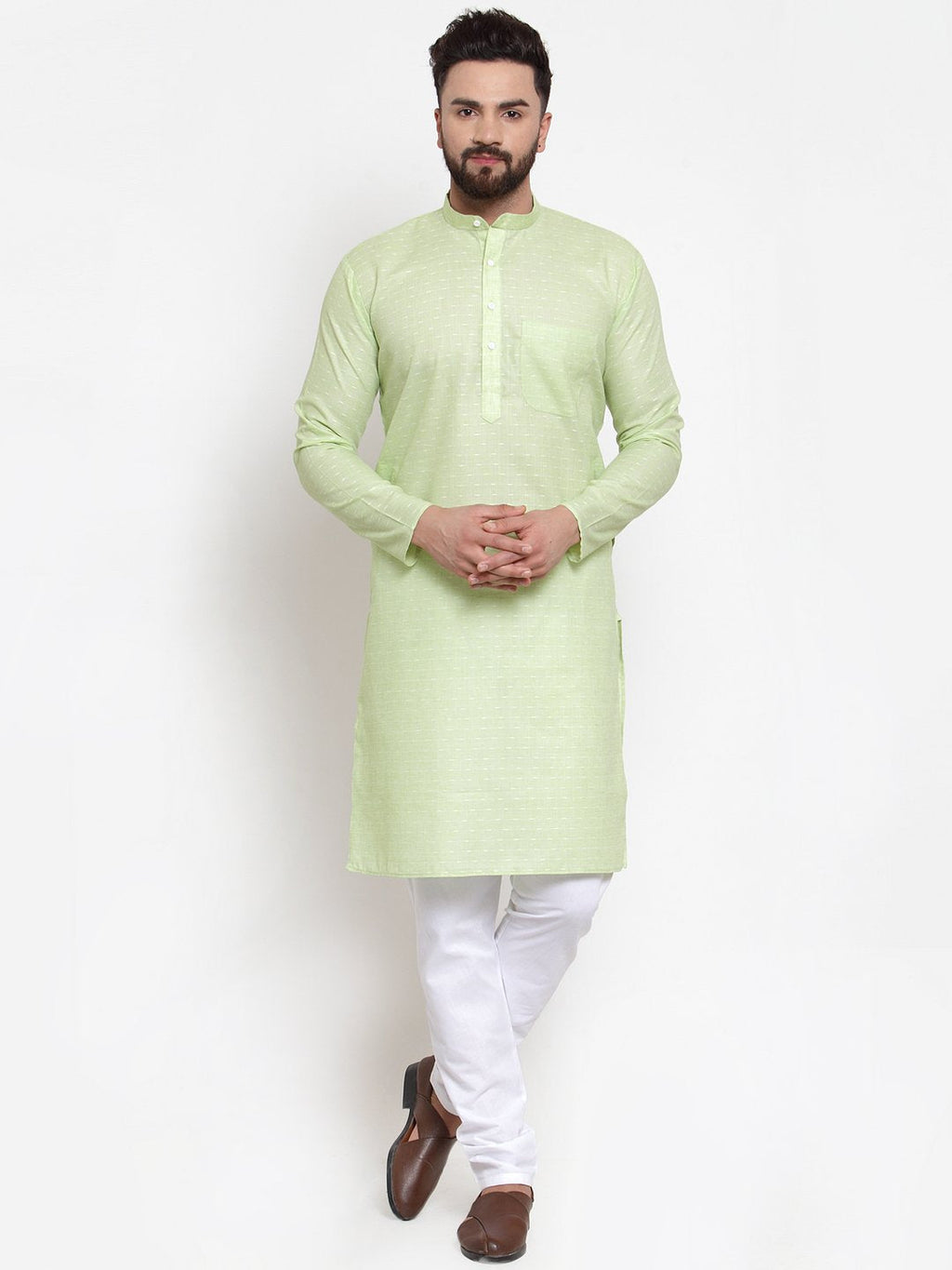 Jompers Men Green Self-design Kurta with Churidar | Grocsy