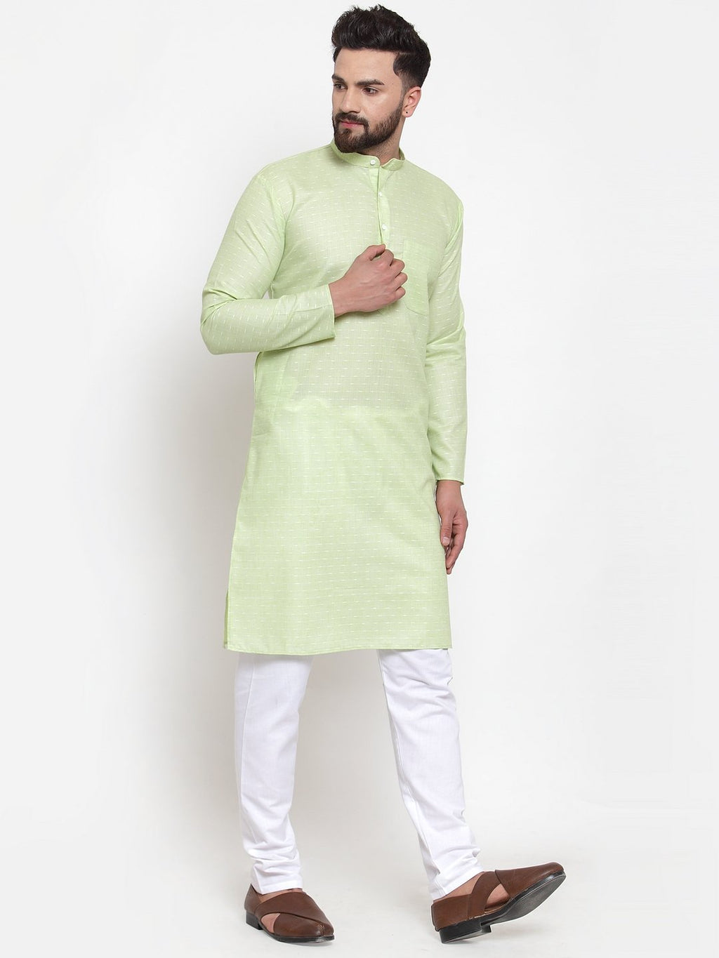 Jompers Men's Green Self-design Kurta Only | Grocsy