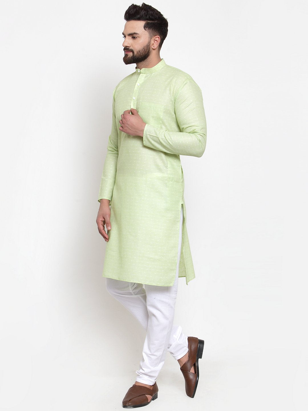 Jompers Men's Green Self-design Kurta Only | Grocsy