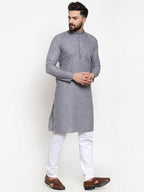 Jompers Men Grey Self-design Kurta with Churidar | Grocsy