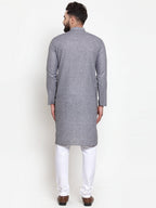 Jompers Men Grey Self-design Kurta with Churidar | Grocsy