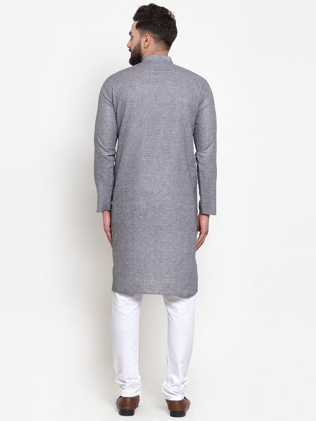 Jompers Men Grey Self-design Kurta with Churidar | Grocsy