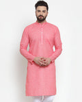 Jompers Men Pink Self-design Kurta Only | Grocsy