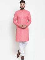 Jompers Men Pink Self-design Kurta with Churidar | Grocsy