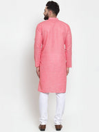 Jompers Men Pink Self-design Kurta with Churidar | Grocsy