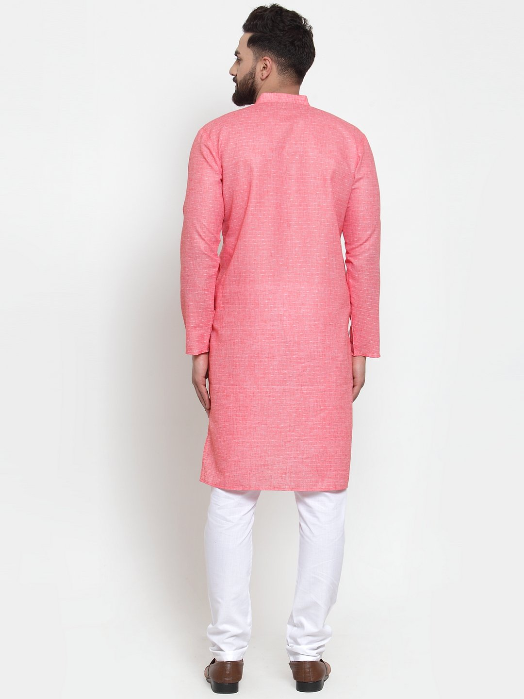 Jompers Men Pink Self-design Kurta with Churidar | Grocsy