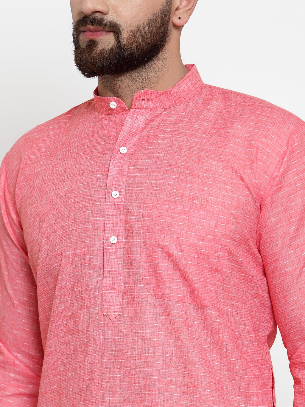 Jompers Men Pink Self-design Kurta with Churidar | Grocsy