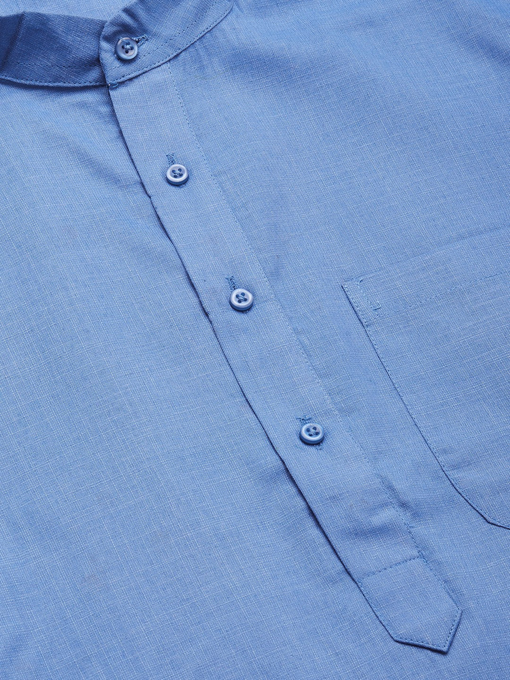 Jompers Men's Beautiful Blue Cotton Solid Kurta Pyjama | Grocsy
