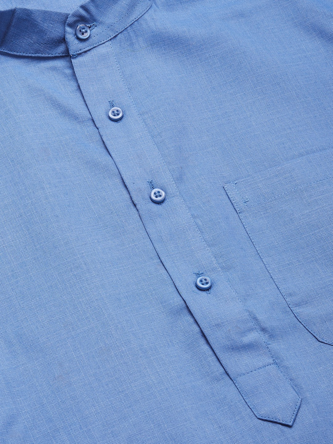 Jompers Men's Beautiful Blue Cotton Solid Kurta Pyjama | Grocsy
