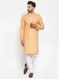 Jompers Men's Orange Cotton Solid Kurta Payjama Sets | Grocsy