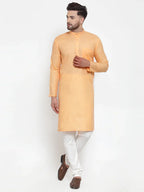 Jompers Men's Orange Cotton Solid Kurta Payjama Sets | Grocsy