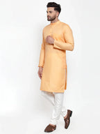 Jompers Men's Orange Cotton Solid Kurta Payjama Sets | Grocsy