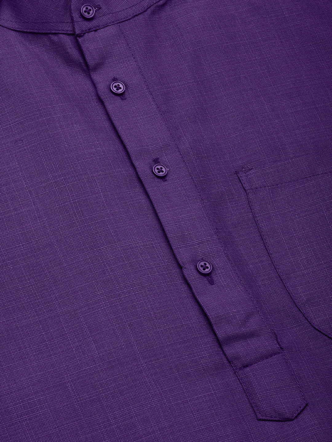 Jompers Men's Purple Cotton Solid Kurta Pyjama | Grocsy