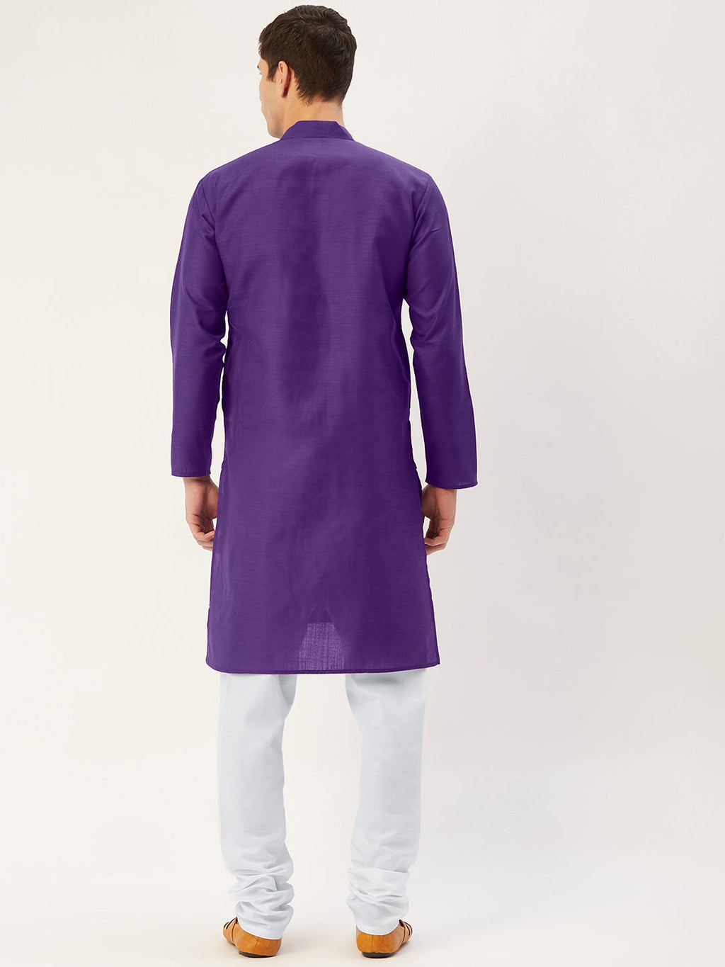 Jompers Men's Purple Cotton Solid Kurta Pyjama | Grocsy