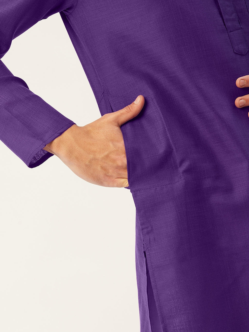 Jompers Men's Purple Cotton Solid Kurta Pyjama | Grocsy
