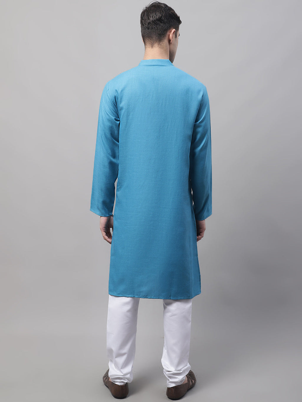 Jompers Men's Cotton Solid Kurta Payjama Sets - Teal | Grocsy