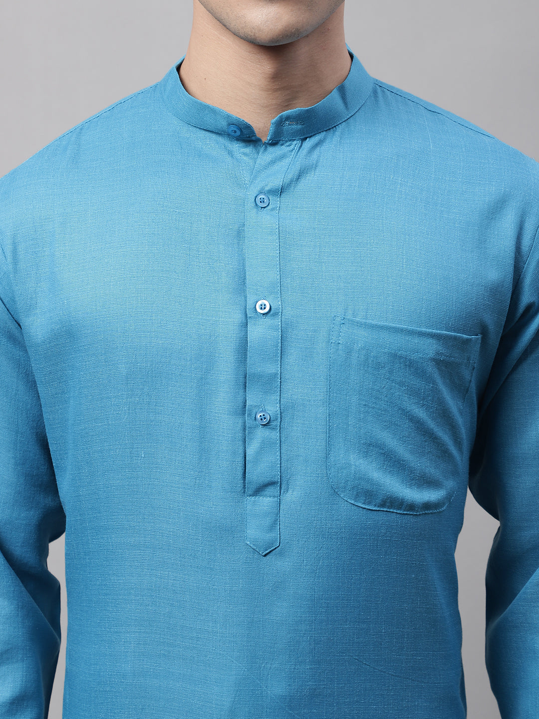 Jompers Men's Cotton Solid Kurta Payjama Sets - Teal | Grocsy