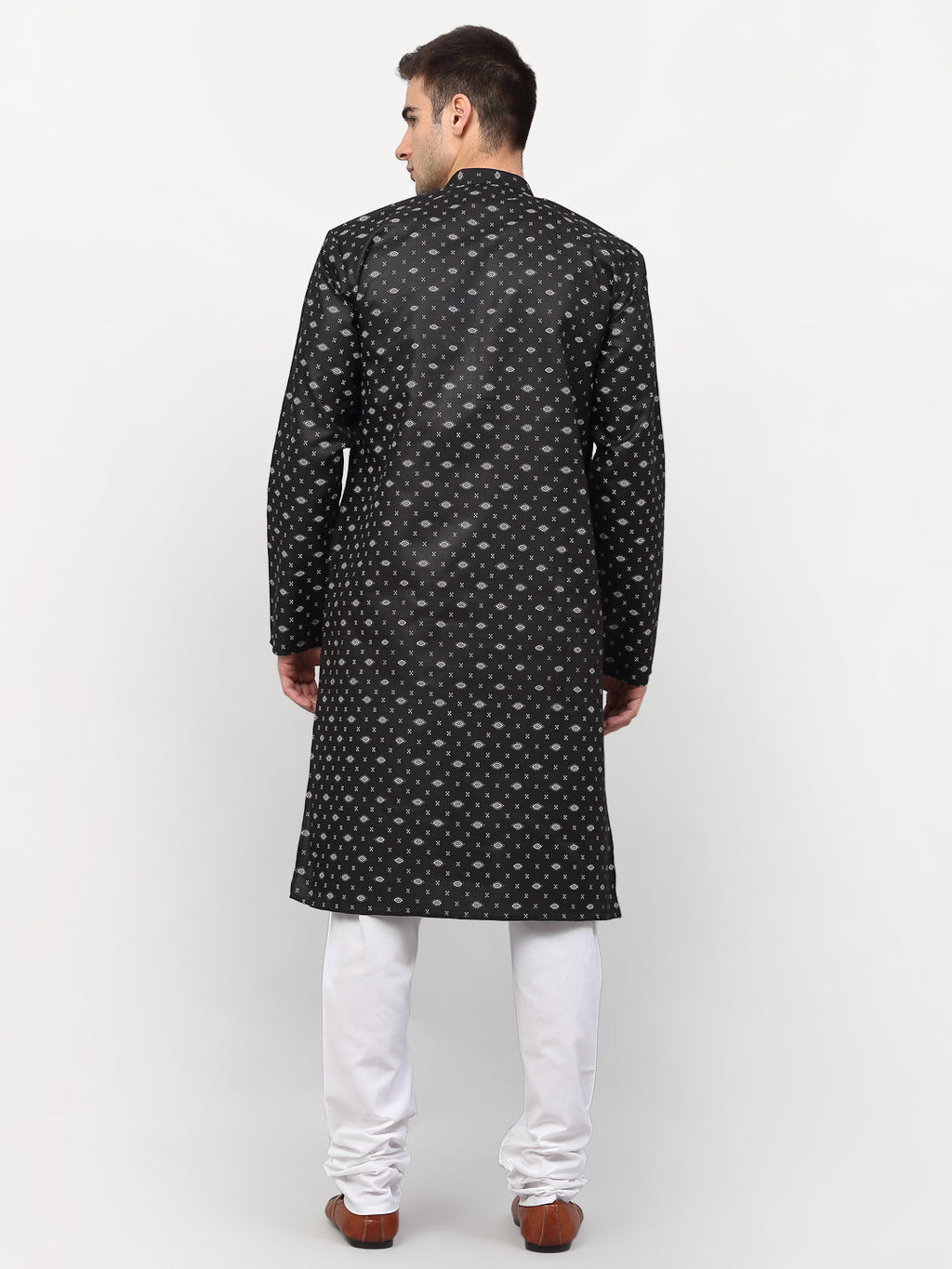 Jompers Men's Black Printed Cotton Kurta Only | Grocsy