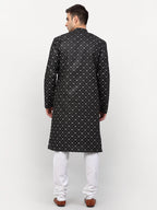 Jompers Men's Black Printed Cotton Kurta Only | Grocsy