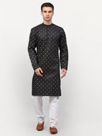 Jompers Men's Black Printed Cotton Kurta Only | Grocsy