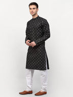 Jompers Men's Black Printed Cotton Kurta Only | Grocsy