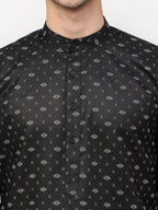 Jompers Men's Black Printed Cotton Kurta Only | Grocsy
