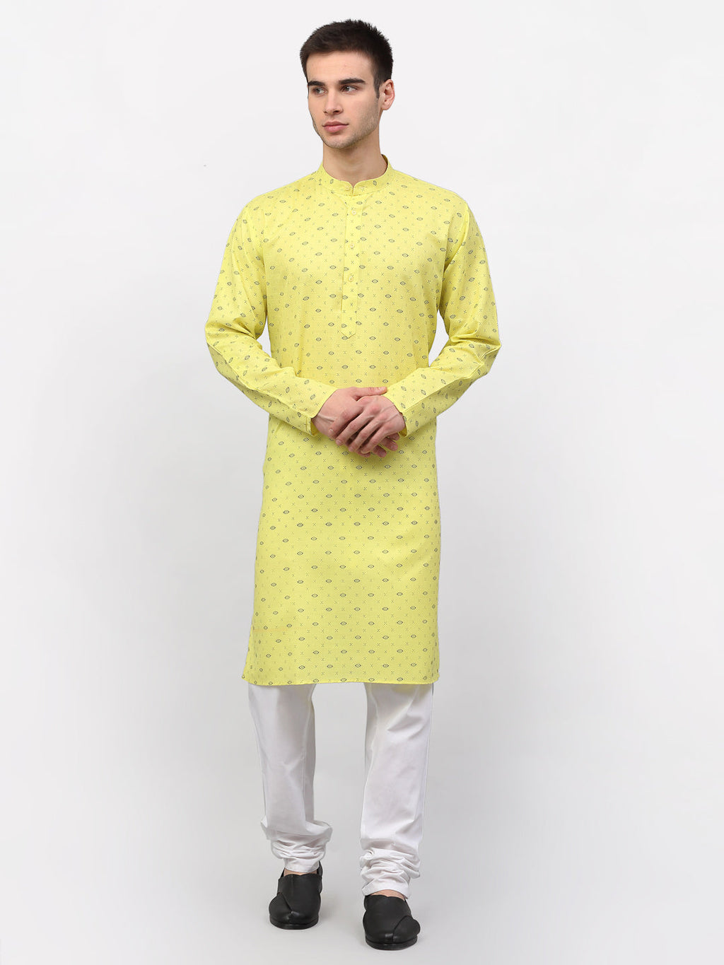 Jompers Men's Lemon Printed Cotton Kurta Payjama Sets | Grocsy